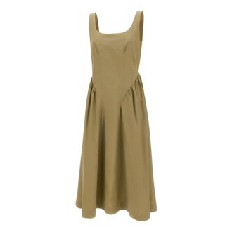Marella Midi Dresses, female, Green, Size: L Slim-fit Poplin Dress