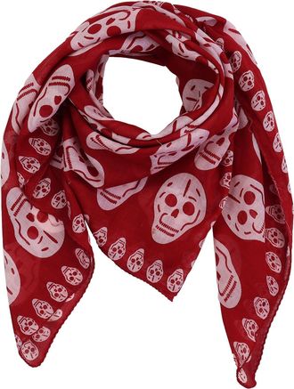Freak Scene Cotton Scarf - skulls 1 red - rose - squared kerchief