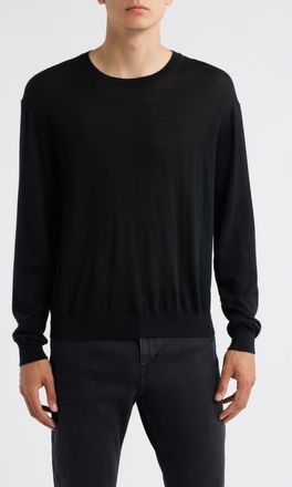 Frame Denim Superfine Merino Wool & Cashmere Crewneck Sweater in Black at Nordstrom, Size X-Large