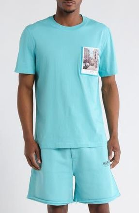 Helmut Lang Postcard Cotton Graphic T-Shirt in Teal at Nordstrom Rack, Size X-Large