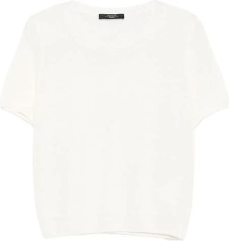 Max Mara short-sleeve round-neck sweater - White