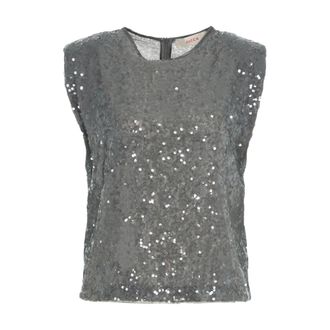 Jucca Sleeveless Tops, female, Gray, Size: S Sequin Sleeveless Topwear Grigio Aw25