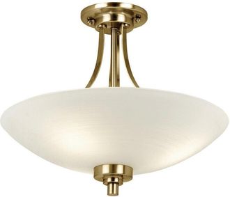 Loops Semi Flush Ceiling Light Antique Brass Glass 3 Bulb Feature Lamp Holder Fitting