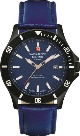 Swiss Alpine Military Challenger - Heren - Horloges - Blauw - ONE Size - Leer - Accessoires