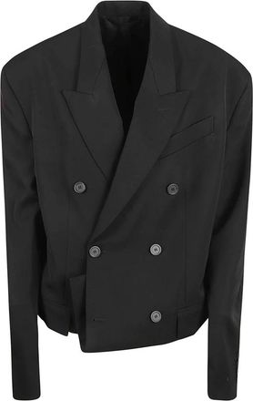 Balenciaga Gevouwen Jas - Dames - Blazers - Zwart - S - Jassen