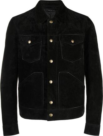 Tom Ford four-pocket suede western jacket - men - Bos Taurus/Cupro/Cotton - 50 - Black