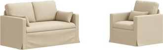 vidaXL Juego De Sof&aacute; 2 Uds. Crema Tela Vidaxl