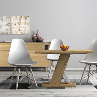 Dmora Mesa Fija Liva, 6 Plazas, Detalle Efecto Vidrio, Forma Rectangular, 110x80x76h Cm Roble Oscuro Marr&oacute;n