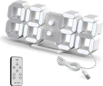 OEM Reloj De Pared Digital Led 3d, Peque&ntilde;o Despertador Con Control Remoto, 25,2 Cm, Formato De 12/24 Horas, Temperatura, Fecha, Memoria, Funci&oacute;n De Repeti