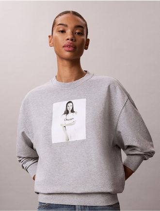 Calvin Klein Womens Kate Moss Obsession Graphic Hoodie - Grey - M