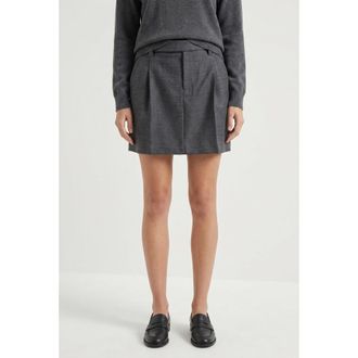 Brunello Cucinelli Dark Grey Wool Pleated Skirt, Brand Size 42 (US Size 8)