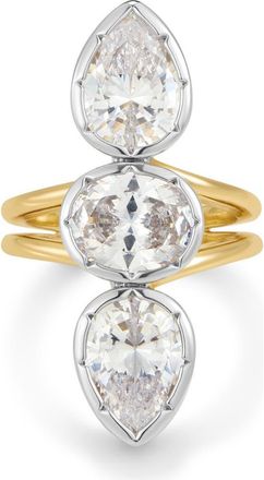 Luv AJ Le Marais Triple Statement Cubic Zirconia Ring in Gold at Nordstrom, Size 7