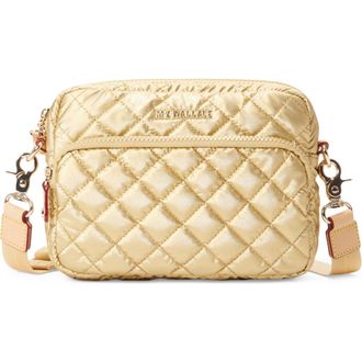 MZ Wallace Small Metro Quilted Nylon Camera Bag in Light Gold Pearl Metallic at Nordstrom