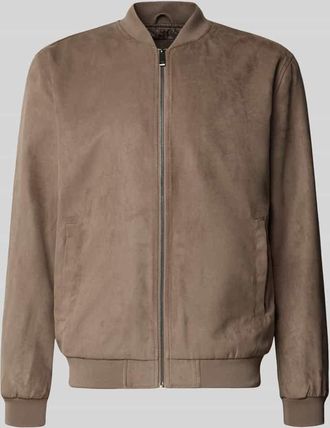 Only & Sons Regular Fit Bomberjacke in Lederoptik Modell LUCAS in Taupe, Gr&ouml;&szlig;e XXL