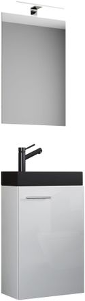 ebuy24 Ebuy24 - Set Vcm De 3 Piezas Lavadero Para Invitados Wc Ba&ntilde;o Para Invitados Lavabo Con Espejo Set De Ba&ntilde;o - Slito Sp-bl (blanco)