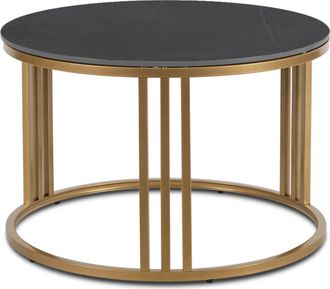 OEM Mesa De Centro Korin De 70 Cm, M&aacute;rmol Negro/glamour Dorado Moderno