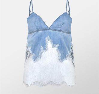 Diesel Womens Spaghetti Strap Regular Fit Tank in Blue Denim - Size 14 UK