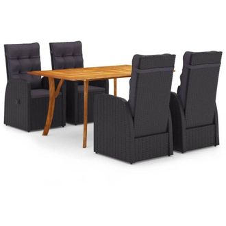 vidaXL Juego De Comedor Para Jard&iacute;n 5 Piezas Negro Vidaxl