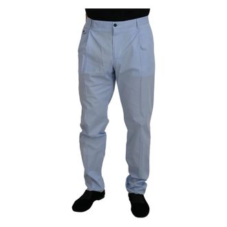Dolce & Gabbana Chinos, male, Blue, XS, Blue Cotton Stretch Chinos Trousers