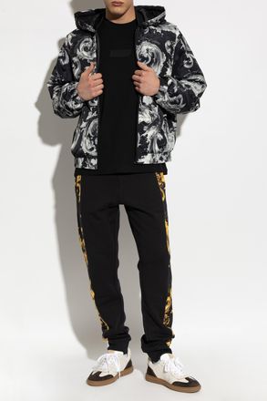 Versace Jeans Couture T-shirt With A Rubber Logo Patch, Mens, Black