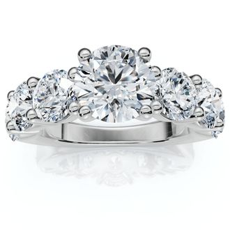 Pompeii3 4 1/2 Ct T. W. Round Diamond Engagement Ring 14k White Gold Lab Grown