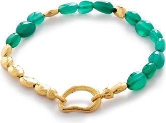 Monica Vinader Rio gold vermeil beaded bracelet - women - Recycled Silver/18kt Gold/Onyx/18kt Gold Vermeil - M