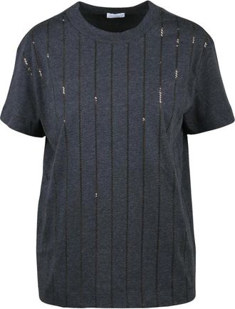 Brunello Cucinelli Katoenen Jersey T-shirt - Dames - T-shirts - Grijs - XS - Katoen - Tops