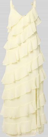 Vila Midikleid mit Volants Modell LUNA in Hellgelb, Gr&ouml;&szlig;e 34