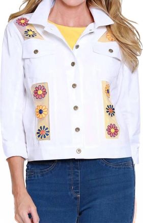 Multiples Embroidered Twill Jacket In White