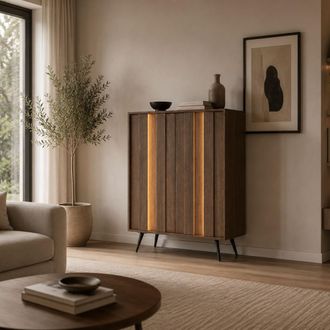 Dmora Credenza Hafano, Alacena Con 2 Estantes, Puerta Abatible, 2 Puertas, 94x40x126h Cm Marr&oacute;n Nogal