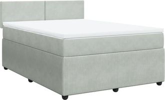 vidaXL Vidaxl - Cama Box Spring Con Colch&oacute;n Terciopelo Gris Claro 160x200 Cm
