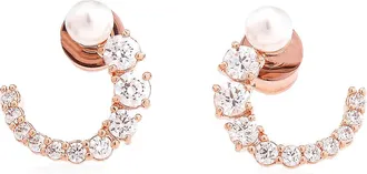 Swarovski Matrix Pierced Earrings Stud Rose Gold Shiny White