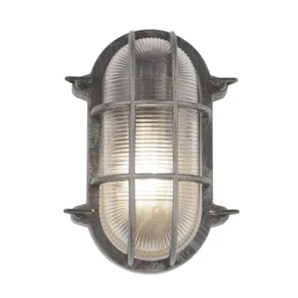Searchlight Searchlight - Plafoniera Esterno Vintage - Dec&ograve; Paratia Alluminio Nero Trasparente 1 Luce E27