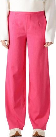 Object Roze Wijde Pijp Broek Elegante Stijl - Dames - Wijde Broeken - Roze - XL - Broeken
