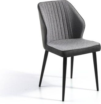 Pondecor Interiorismo Set de 4 sillas Boston con patas metálicas negras y tela gris