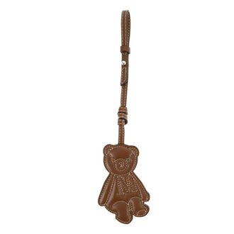 Max Mara Accessoires, Dames, Bruin, ONE Size, Leer, Leren sleutelhanger met berenhanger