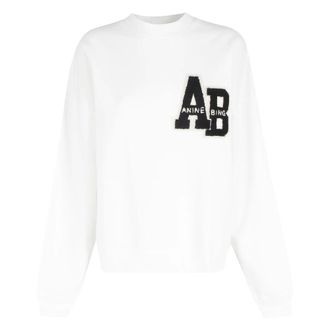 Anine Bing Sweatshirts, female, White, Size: 2XS Miles Oversized Sweatshirt Letterman