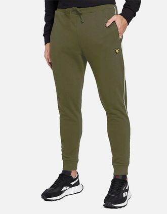 Lyle & Scott Mens Lyle & Scott Mens Jogger Fleece Bottom Sweatpants Mens Trouser Contrast Piping - Green - Size: 33/32/32