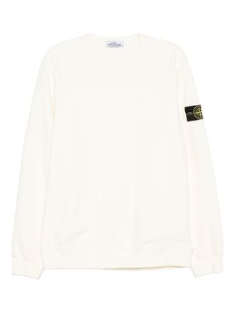 Stone Island Logo Baumwoll Crewneck Sweatshirt