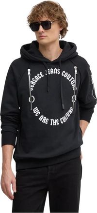 Versace Jeans Couture Heren, Sweatshirts & Hoodies, Zwart, Maat: M Katoen