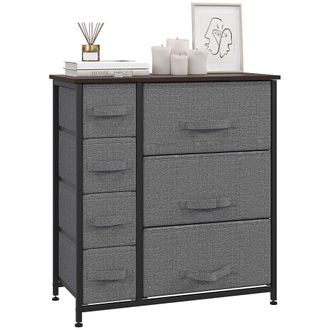 HOMCOM Chest Of Drawers With 7 Dresser Drawers For Home Bedroom - Dark Grey | TJ Hughes