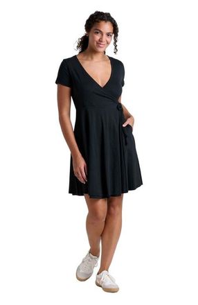 Toad & Co Freesia Wrap Short Sleeve Dress in Black at Nordstrom, Size X-Small