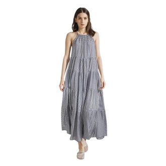 Seventy Maxi Dresses, female, Multicolor, Size: 2XS Abito smanicato in viscosa rigato