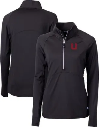 Cutter & Buck Womens Cutter & Buck Black Utah Utes Adapt Eco Knit Stretch Recycled Half-Zip Pullover Top at Nordstrom, Size Medium
