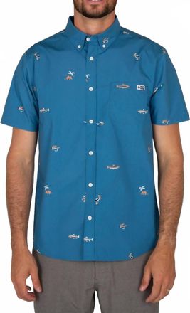 Salty Crew Markets Short Sleeve Woven Shirt In Cobalt