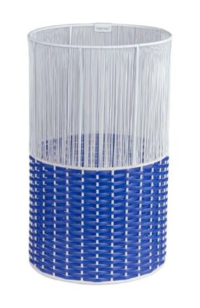 Happimess Harper Modern 2-Tone Faux Wicker Cylinder Waste Basket in White/blue at Nordstrom