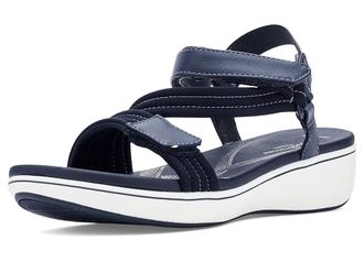 Clarks Breezerae Sun Womens Wedge Shoes Navy Textile : 9.5 B - Medium