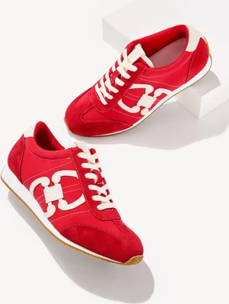 Talbots Alex Status Herringbone Suede Sneakers - Red - 10 1/2 M Talbots