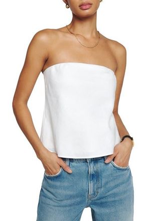 Reformation Spritz Linen Tube Top in White at Nordstrom, Size X-Large