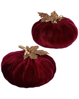 Mark Roberts Handmade Set Of 2 Velvet Pumpkins - 6In